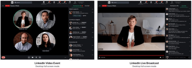 Live et video event Linkedin
