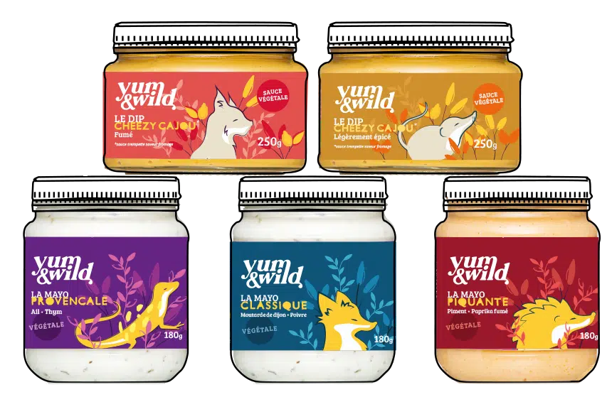 Représentation de 5 pots Yum&Wild